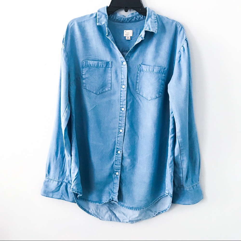 A new day chambray button down denim top